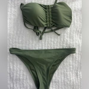 Aerie bikini set, cheeky bottom & bandeau top
Army green size small